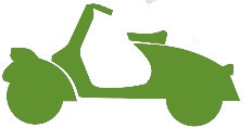 Grün gefärbte Silhouette eines Rollers mit hochgezogenem Lenker und Sitz